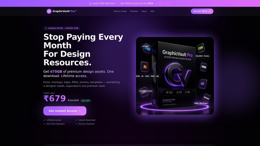 Cover art for GraphicVault Pro™ — 675GB Design Bundle