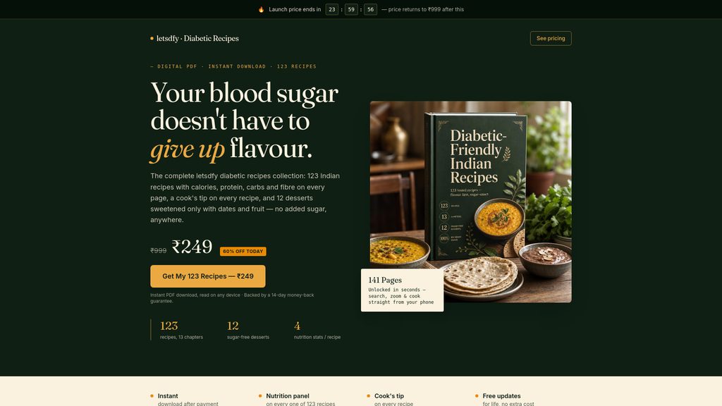 Cover art for 123 Diabetic-Friendly Indian Recipes (PDF)