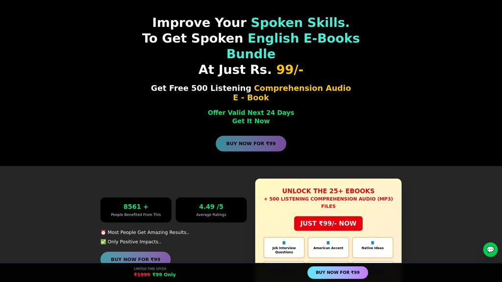 Cover art for 25+ Spoken English E-Books Bundle