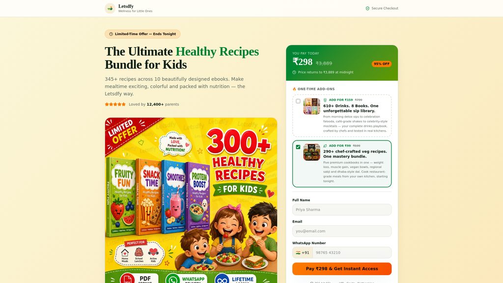Cover art for 345+ Healthy Recipes Bundle for Kids