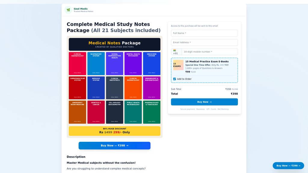 Cover art for Complete Medical Study Notes Package (All 21 Subjects)