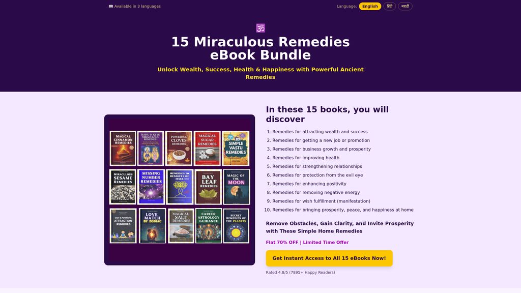 Cover art for 15 Miraculous Remedies eBook Bundle
