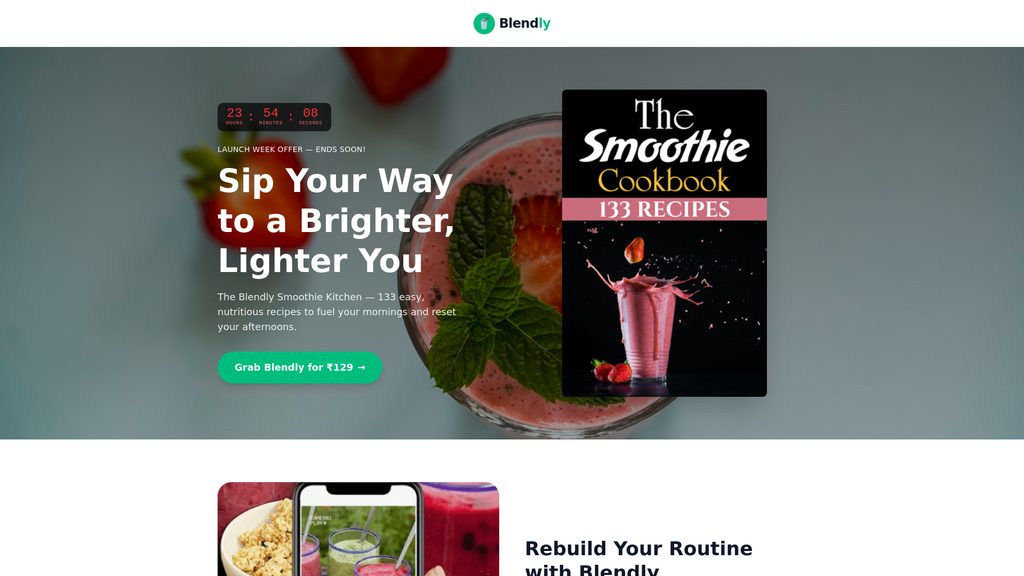 Cover art for Blendly - 133 Wholesome Smoothie Recipes