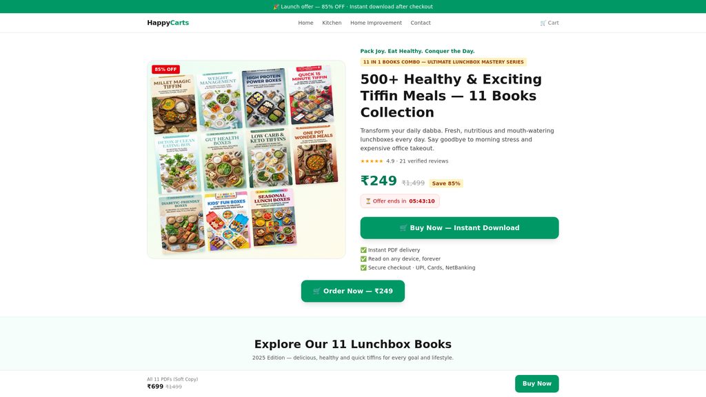 Cover art for 500 Healthy Lunchbox Recipes — 11 Books in 1 Combo